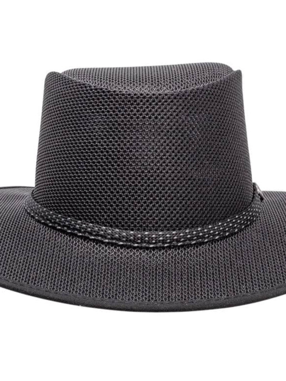 Breathable Black Mesh Men's Sun Hat with Braided Trim